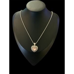 Silver Necklace with Pink CZ Heart